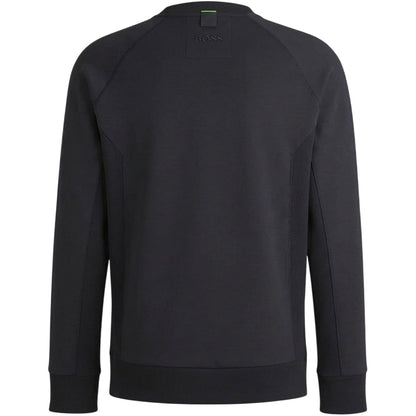 Dark Blue Melange - Back - Boss Mens Crew Neck Raglan Sweatshirt