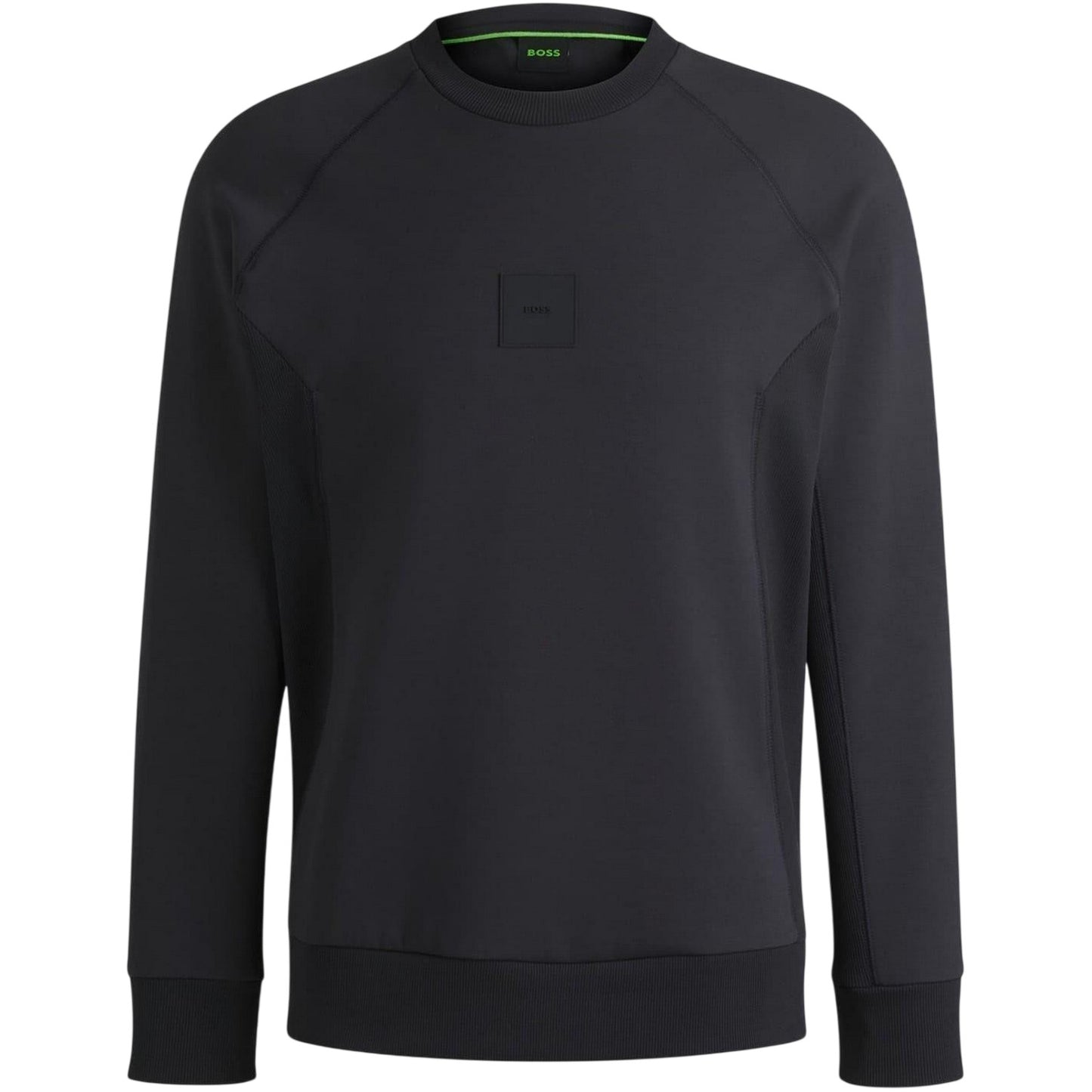 Dark Blue Melange - Front - Boss Mens Crew Neck Raglan Sweatshirt