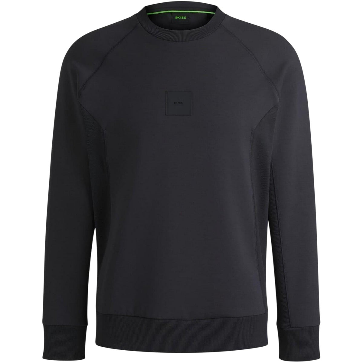 Dark Blue Melange - Front - Boss Mens Crew Neck Raglan Sweatshirt