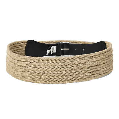 Medium Beige - Back - Boss Womens-Ladies Clea El Woven Leather Metal Buckle Belt