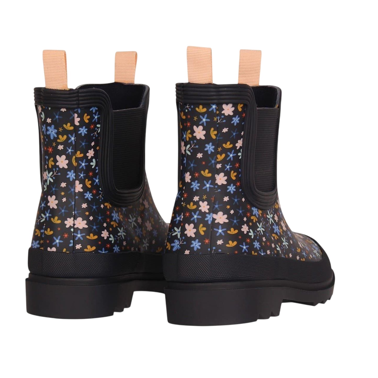 Black-Multicoloured - Back - Gelert Childrens-Kids Chelsea Floral Leather Wellington Boots