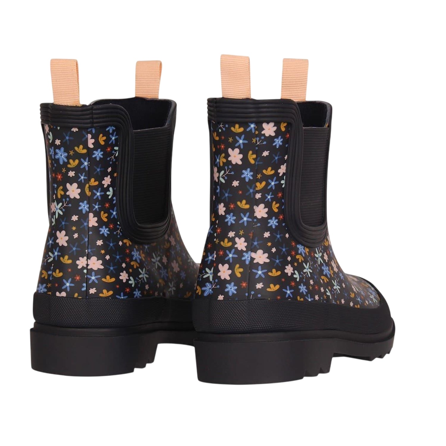 Black-Multicoloured - Back - Gelert Childrens-Kids Chelsea Floral Leather Wellington Boots