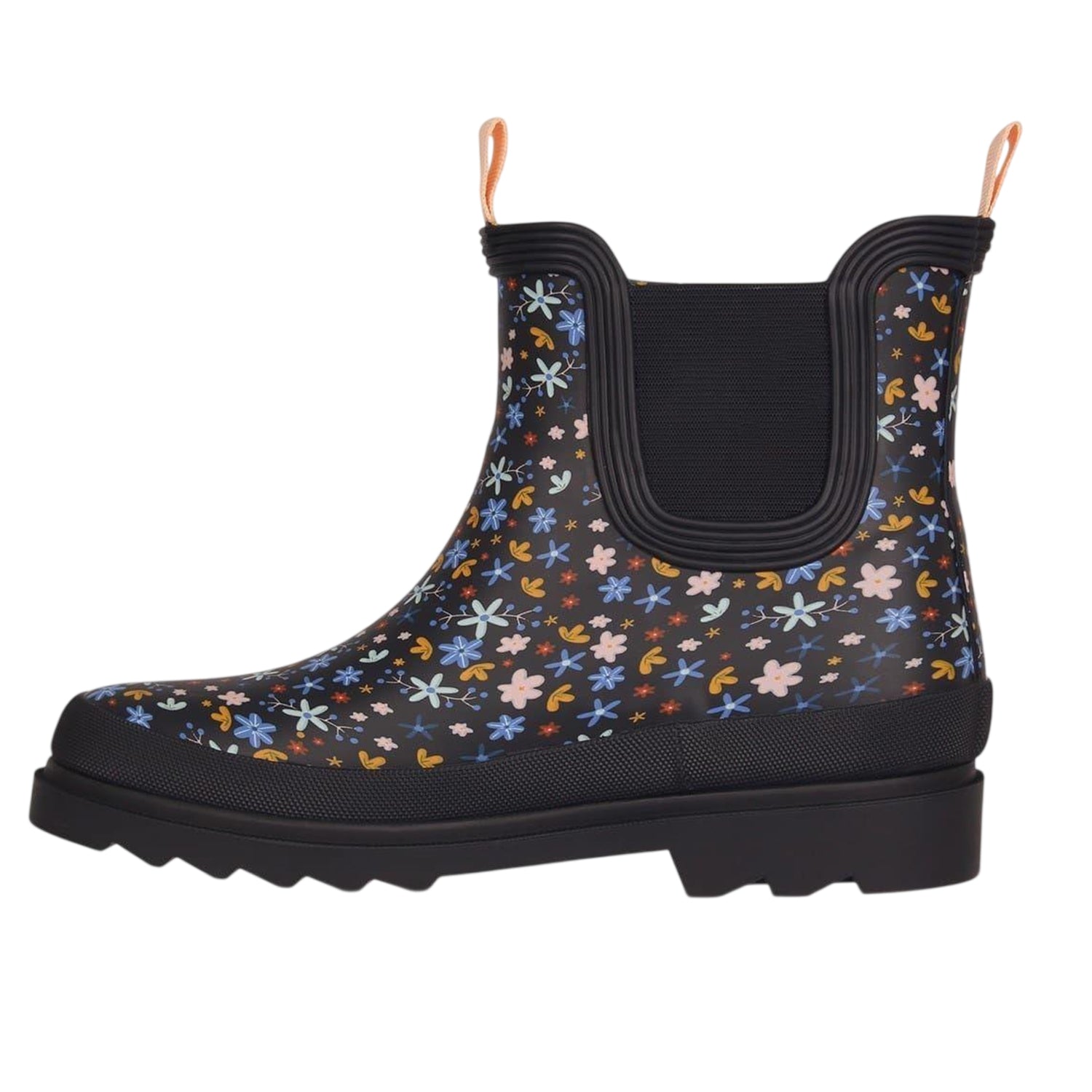 Black-Multicoloured - Side - Gelert Childrens-Kids Chelsea Floral Leather Wellington Boots