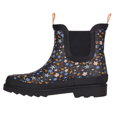 Black-Multicoloured - Side - Gelert Childrens-Kids Chelsea Floral Leather Wellington Boots
