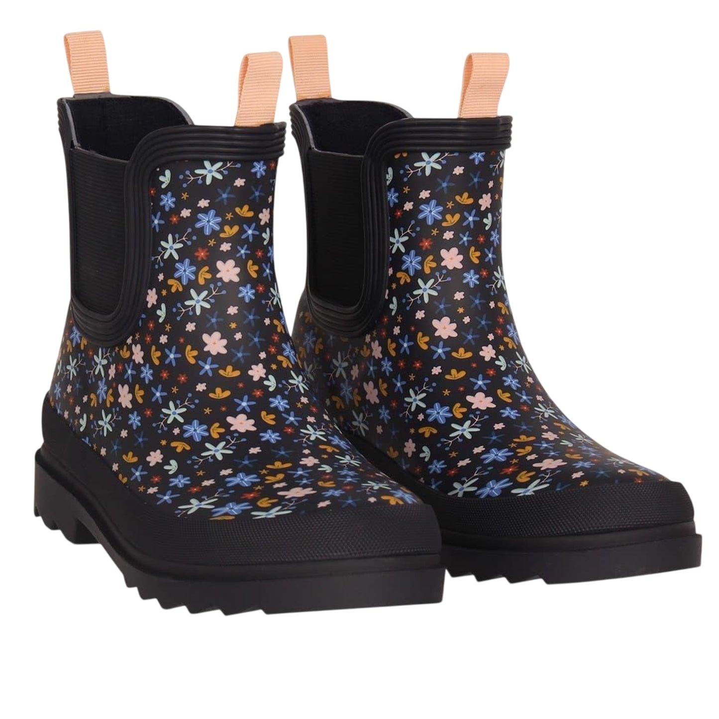 Black-Multicoloured - Lifestyle - Gelert Childrens-Kids Chelsea Floral Leather Wellington Boots