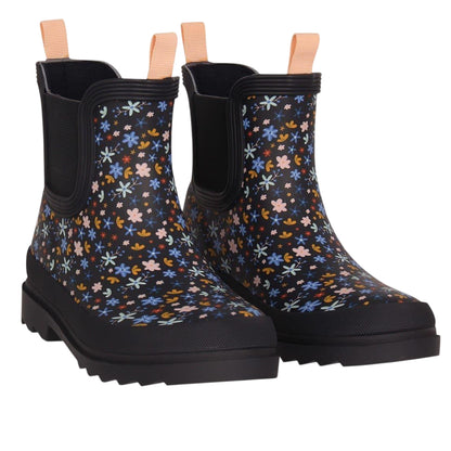 Black-Multicoloured - Lifestyle - Gelert Childrens-Kids Chelsea Floral Leather Wellington Boots