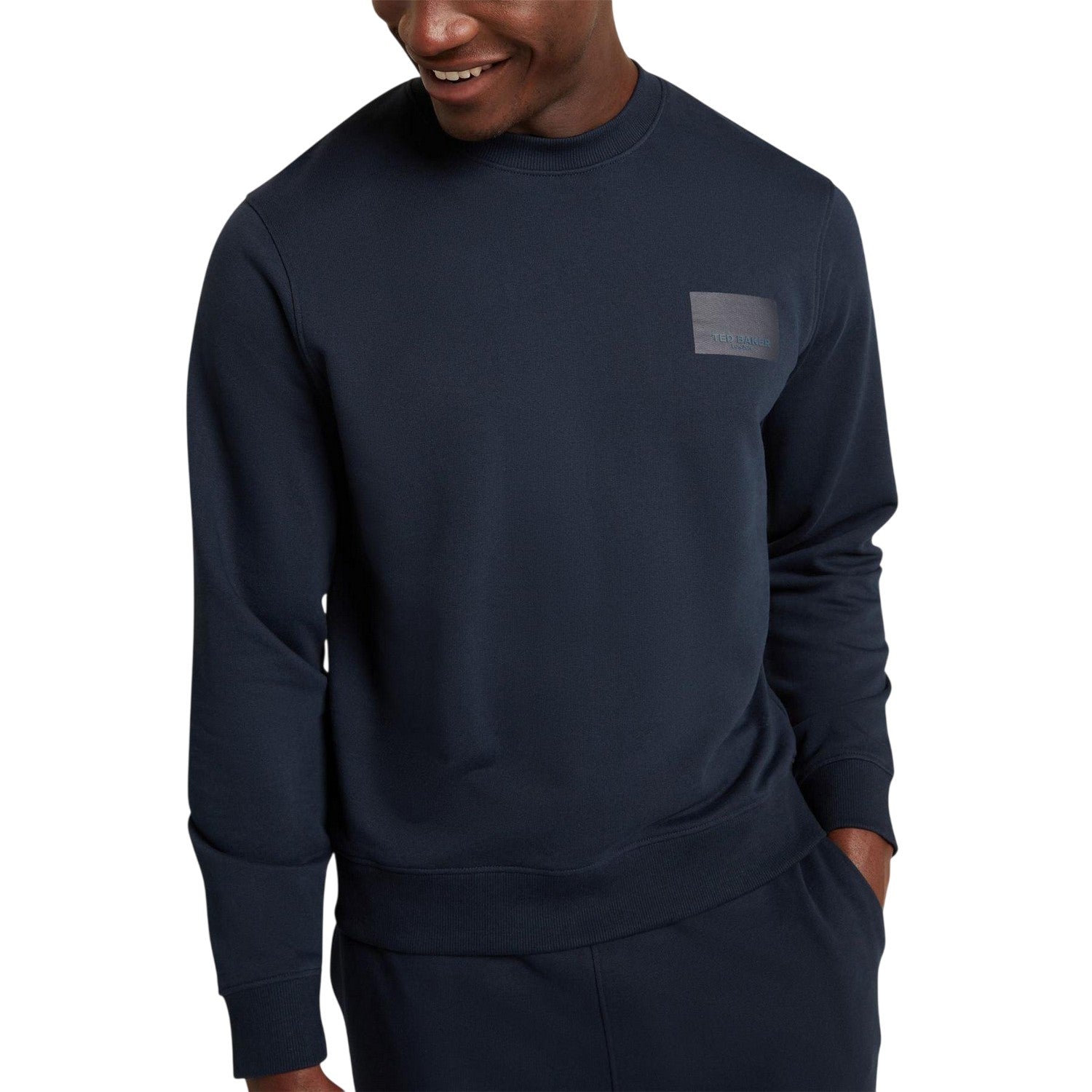 Navy - Side - Ted Baker Mens Cotton Sweatshirt