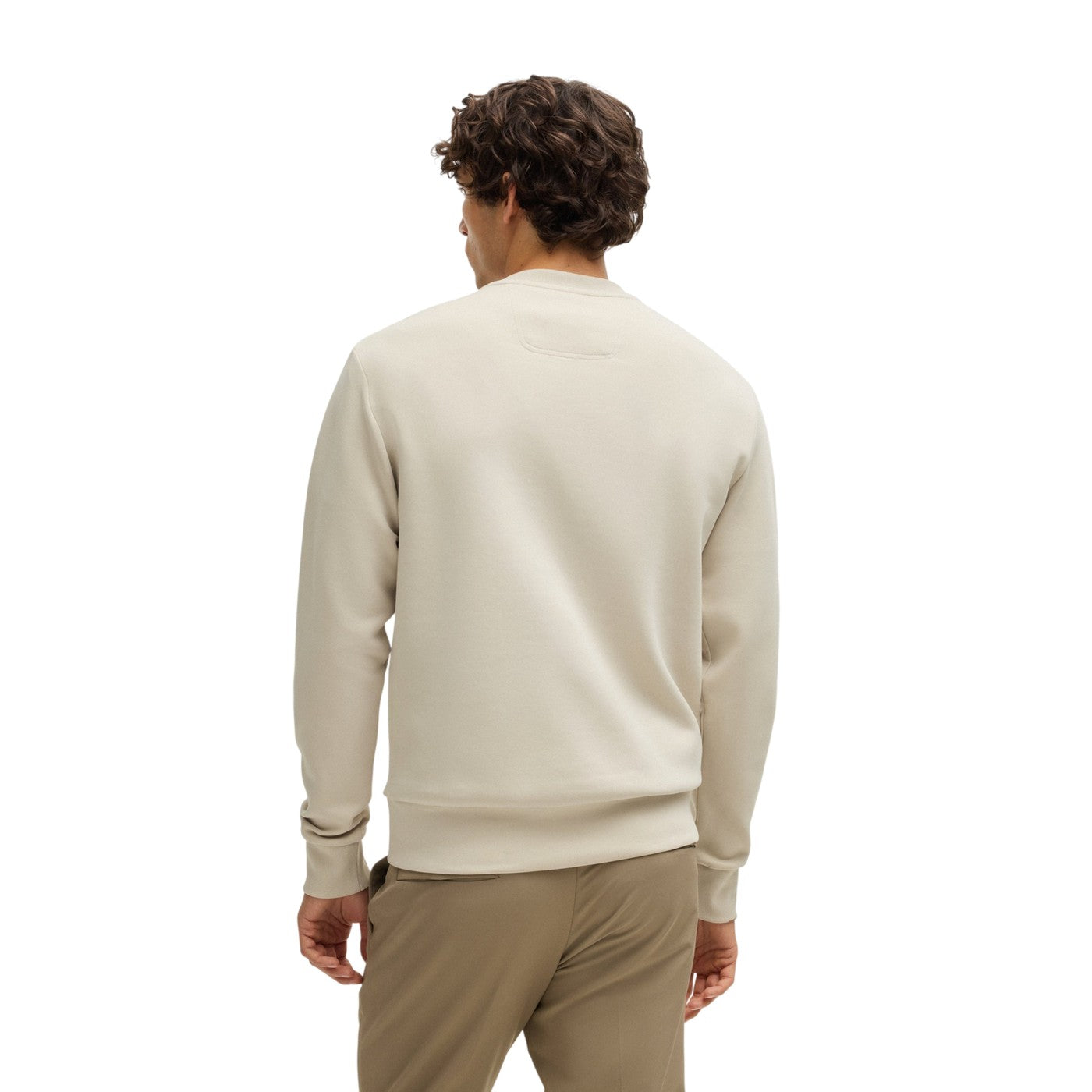 Light Beige - Back - Boss Mens Crew Neck Regular Sweatshirt