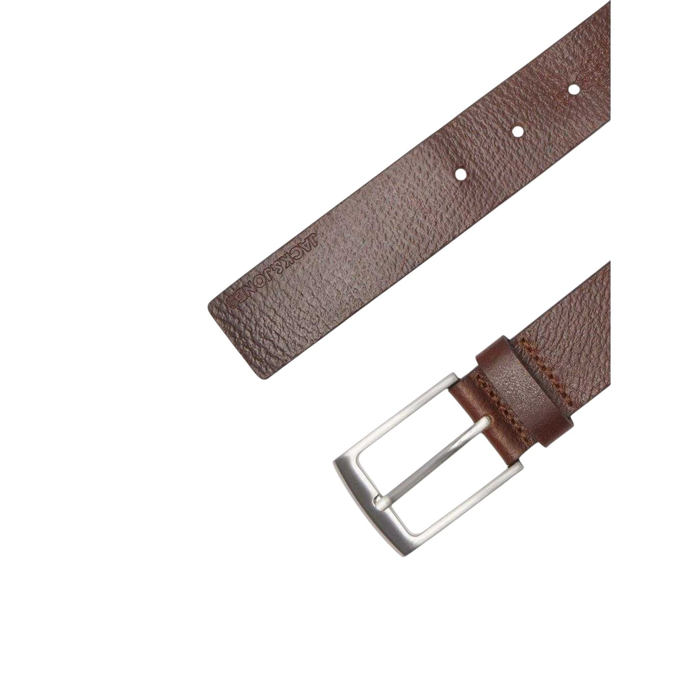 Brown Stone - Back - Jack And Jones Mens Leather Metal Buckle Belt