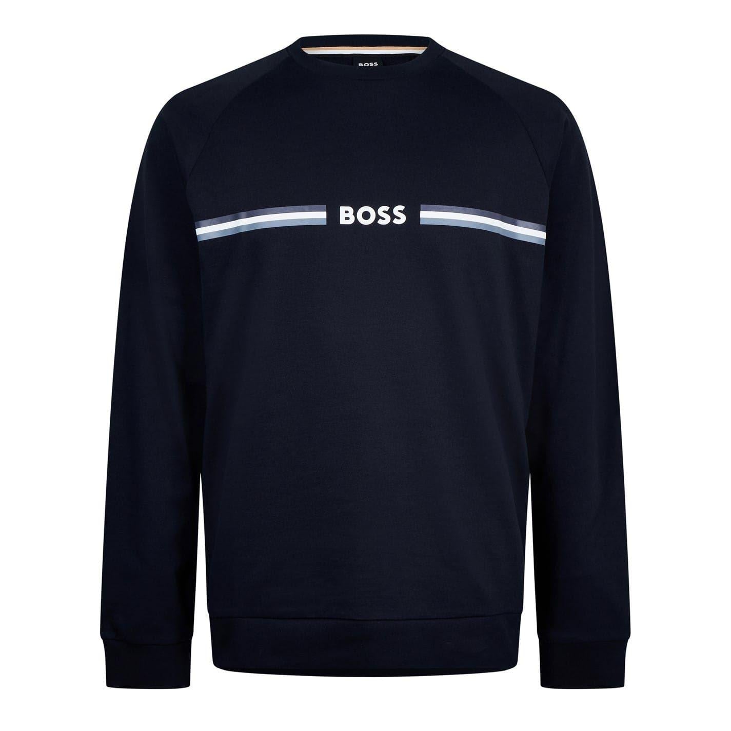 Navy - Front - Boss Mens Crew Neck Sweatshirt