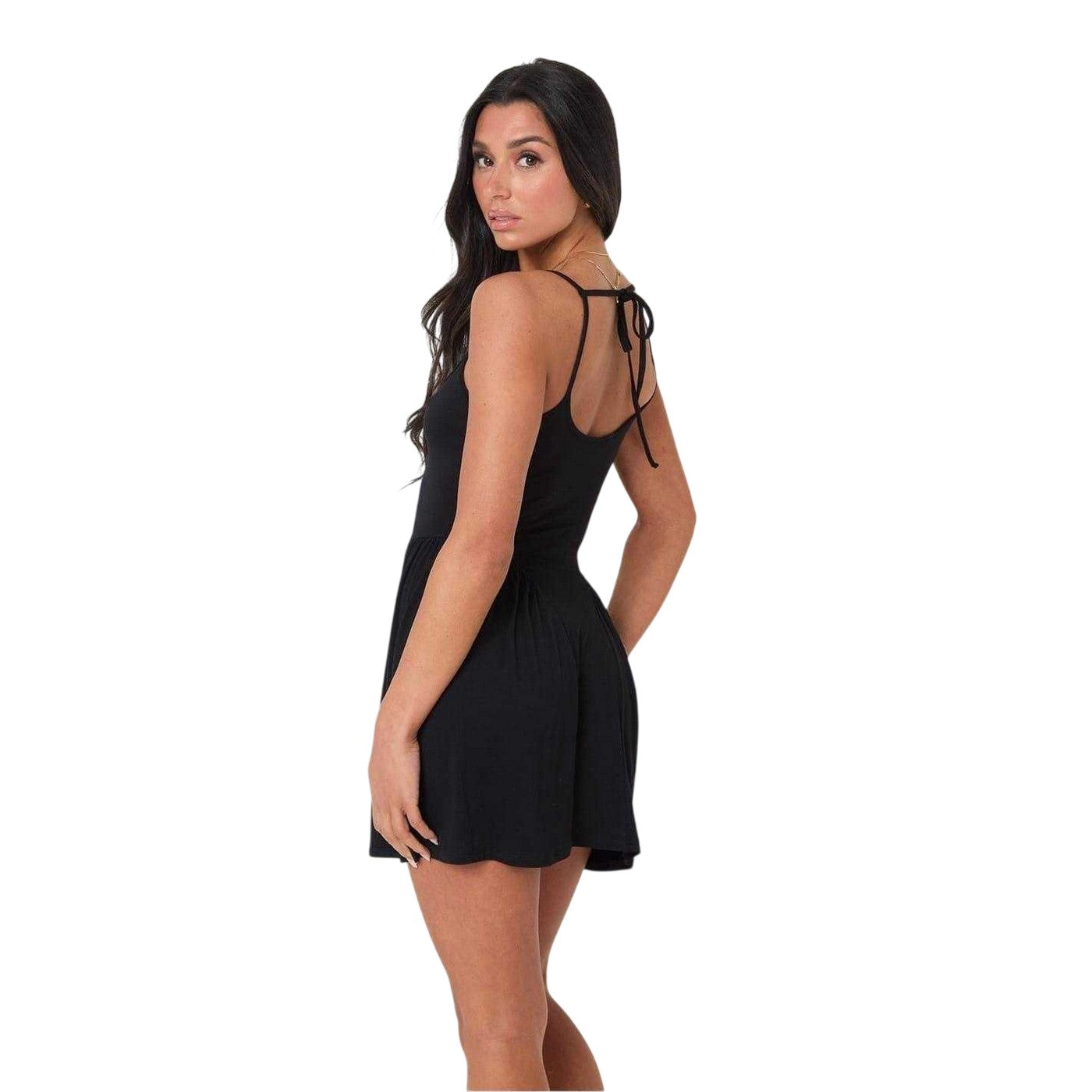 Black - Back - I Saw It First Womens-Ladies Strappy Jersey Casual Mini Dress