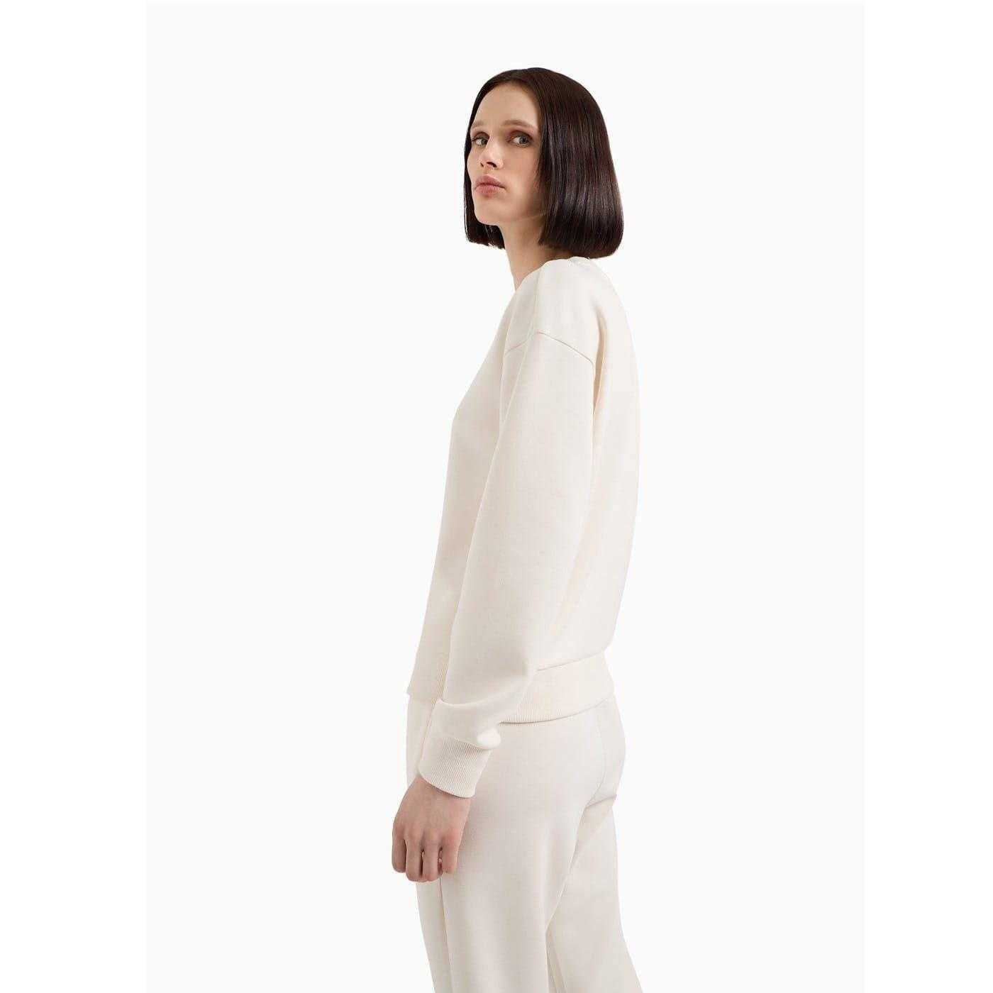 Light Beige - Back - Armani Exchange Womens-Ladies Crew Neck Regular Sweatshirt