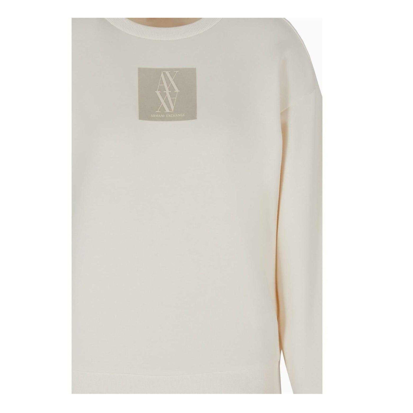 Light Beige - Side - Armani Exchange Womens-Ladies Crew Neck Regular Sweatshirt