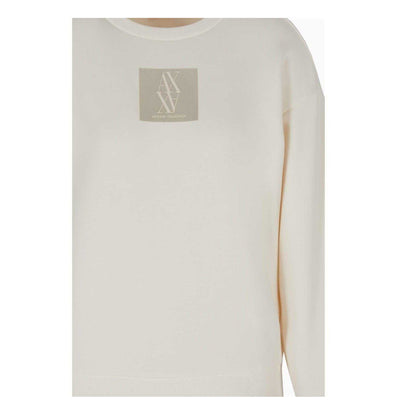 Light Beige - Side - Armani Exchange Womens-Ladies Crew Neck Regular Sweatshirt