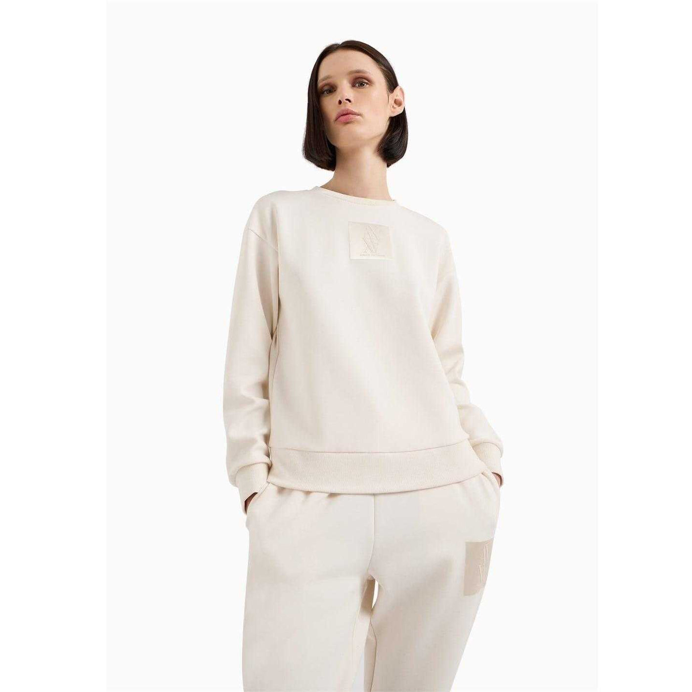 Light Beige - Lifestyle - Armani Exchange Womens-Ladies Crew Neck Regular Sweatshirt