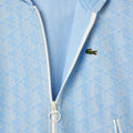 Light Blue-White - Back - Lacoste Womens-Ladies Jacquard Monogram Full Zip Hoodie