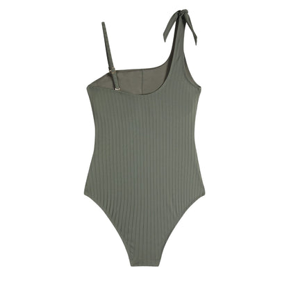 Green - Back - Chelsea Peers Womens-Ladies Ribbed One Piece Swimsuit