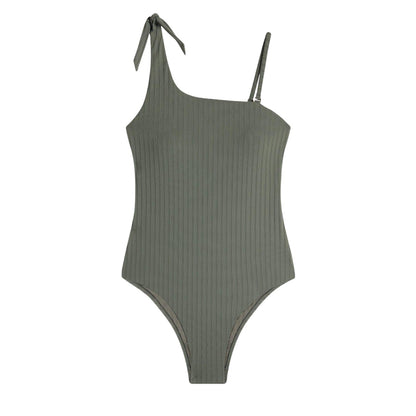 Green - Front - Chelsea Peers Womens-Ladies Ribbed One Piece Swimsuit