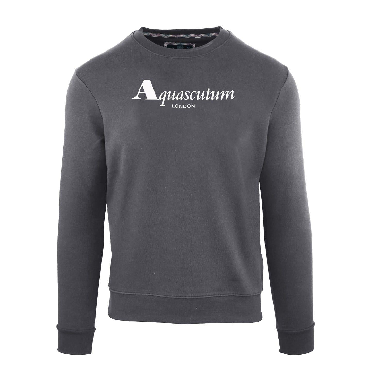 Antracite - Front - Aquascutum Mens Crew Neck Regular Sweatshirt
