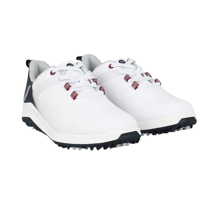 White-Navy - Pack Shot - Slazenger Womens-Ladies V Series Leather Spiked Golf Shoes