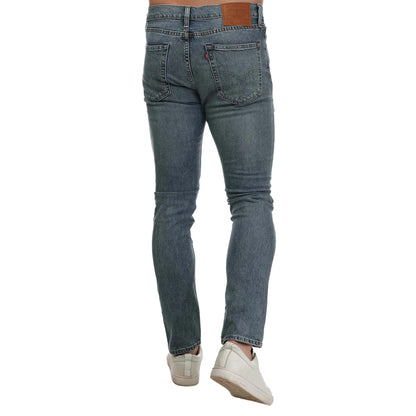 Blue - Back - Levis Mens 510 Super Worn Leather Patch Skinny Jeans