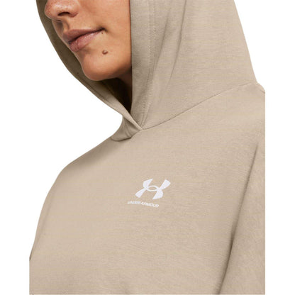 Brown - Side - Under Armour Womens-Ladies Rival Terry Performance Oversized Hoodie