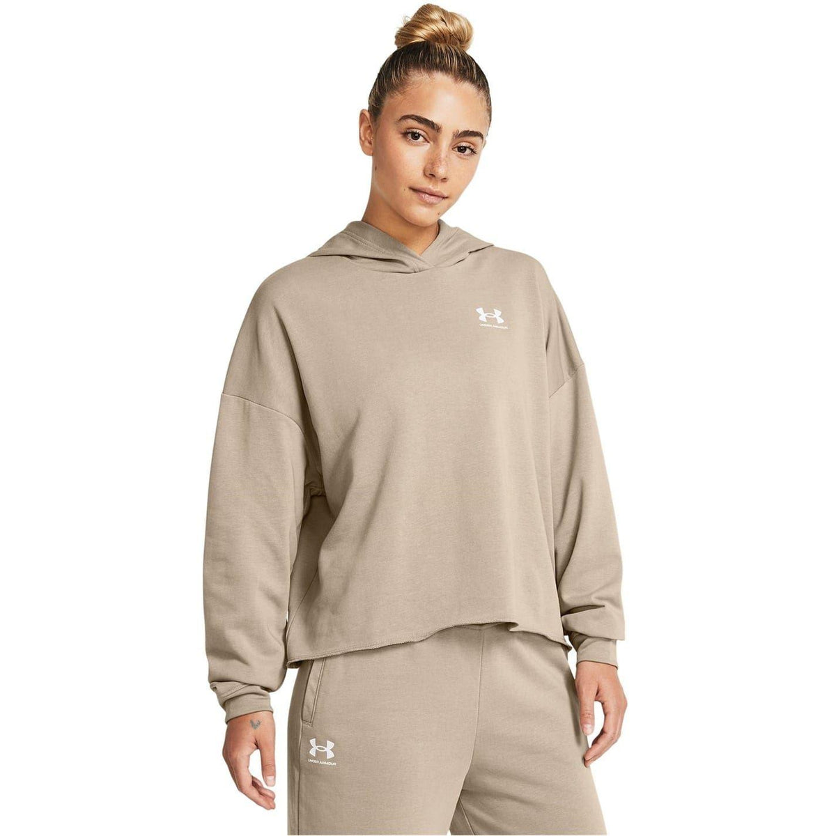 Brown - Lifestyle - Under Armour Womens-Ladies Rival Terry Performance Oversized Hoodie