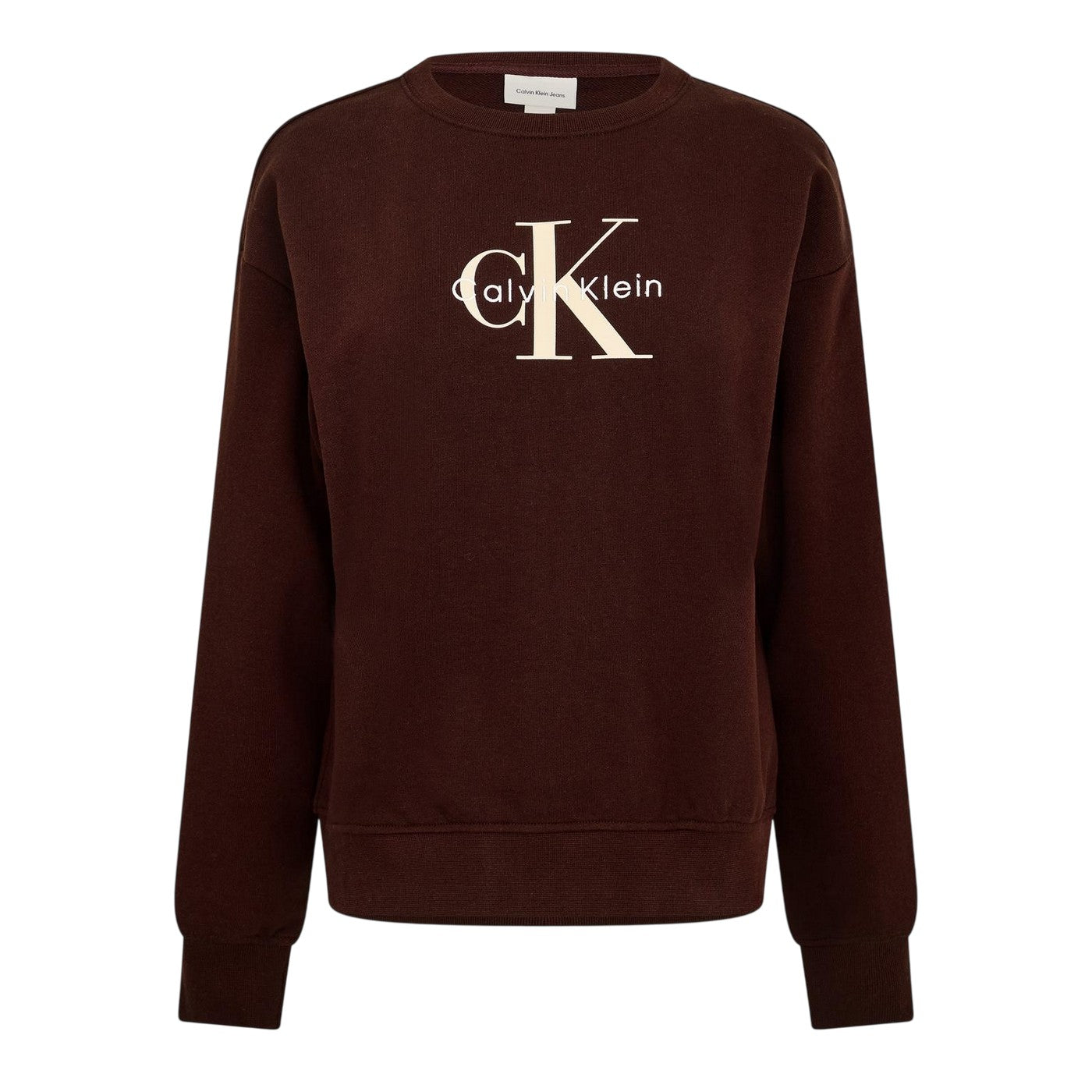 Mocha Brown - Front - Calvin Klein Womens-Ladies Cotton Regular Sweatshirt