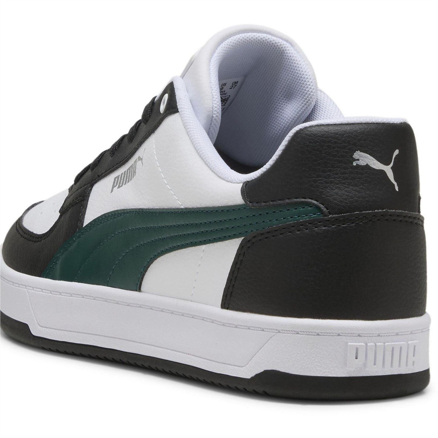 White-Green-Black - Pack Shot - Puma Mens Caven 2.0 Logo Trainers