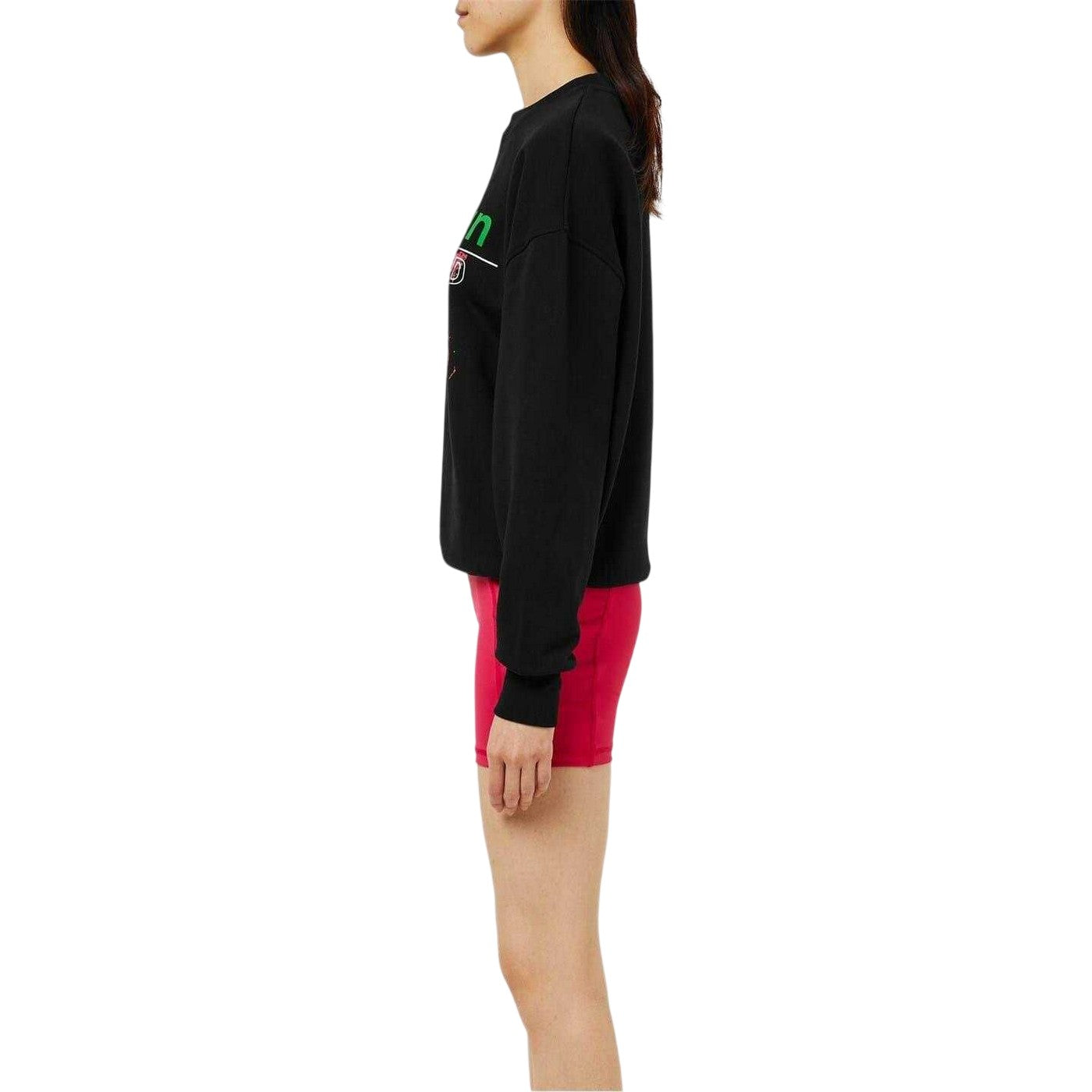 Black Print - Side - Red Run Womens-Ladies Graphic Print Crew Neck Relaxed Fit Sweatshirt