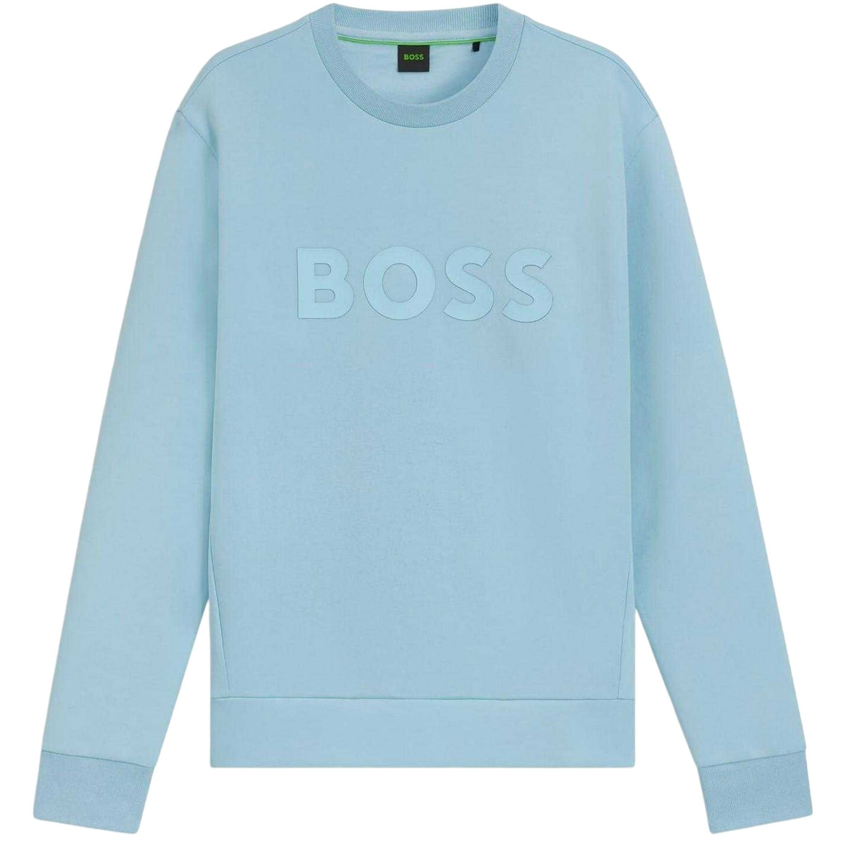 Pastel Blue - Front - Boss Mens Signature Cotton Logo Sweatshirt