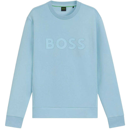 Pastel Blue - Front - Boss Mens Signature Cotton Logo Sweatshirt