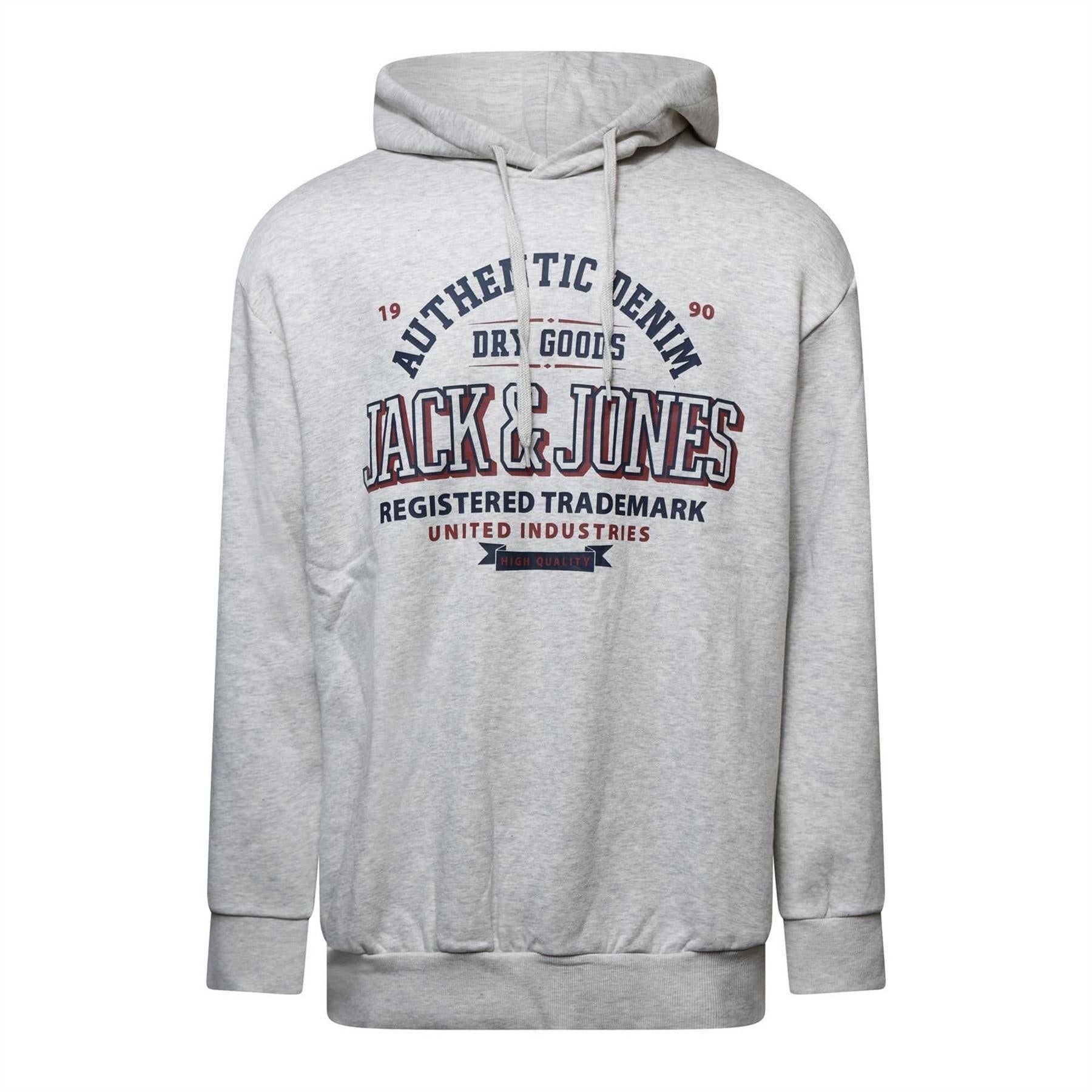 White - Front - Jack And Jones Mens Logo Plus Hoodie