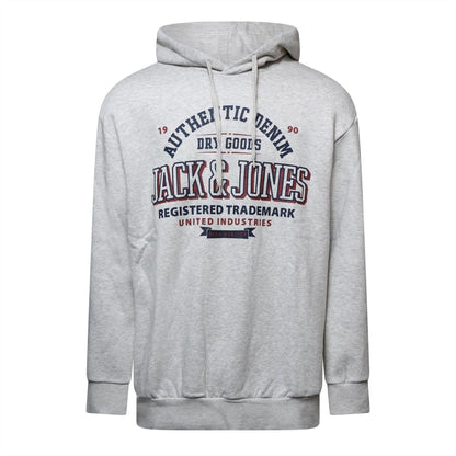 White - Front - Jack And Jones Mens Logo Plus Hoodie