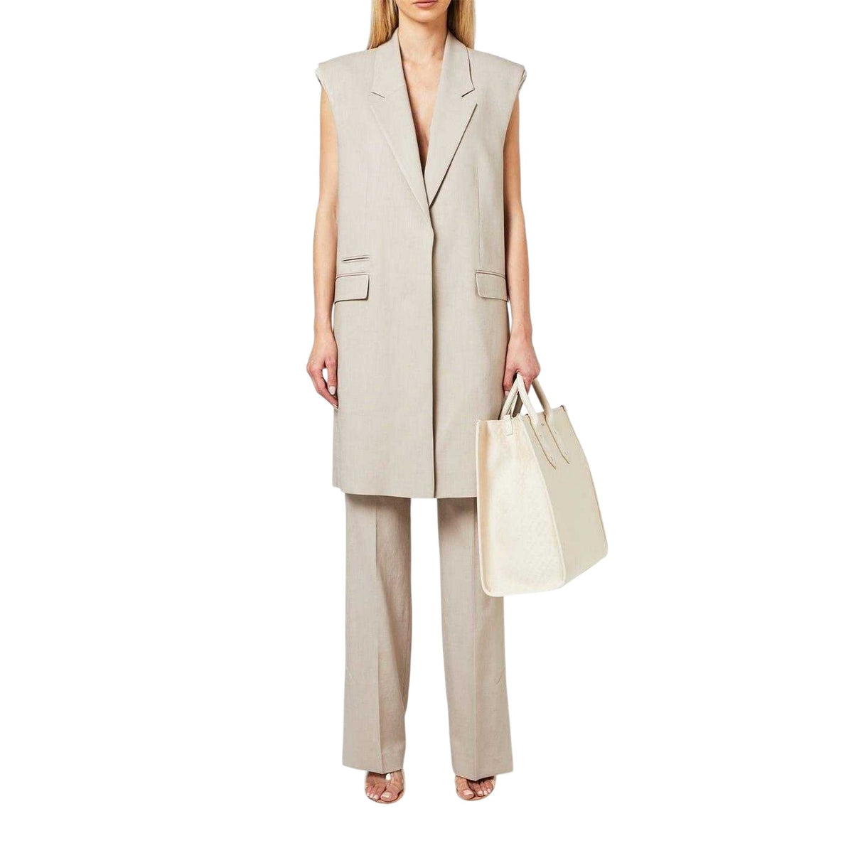 Beige - Pack Shot - Boss Womens-Ladies Tailored Trousers