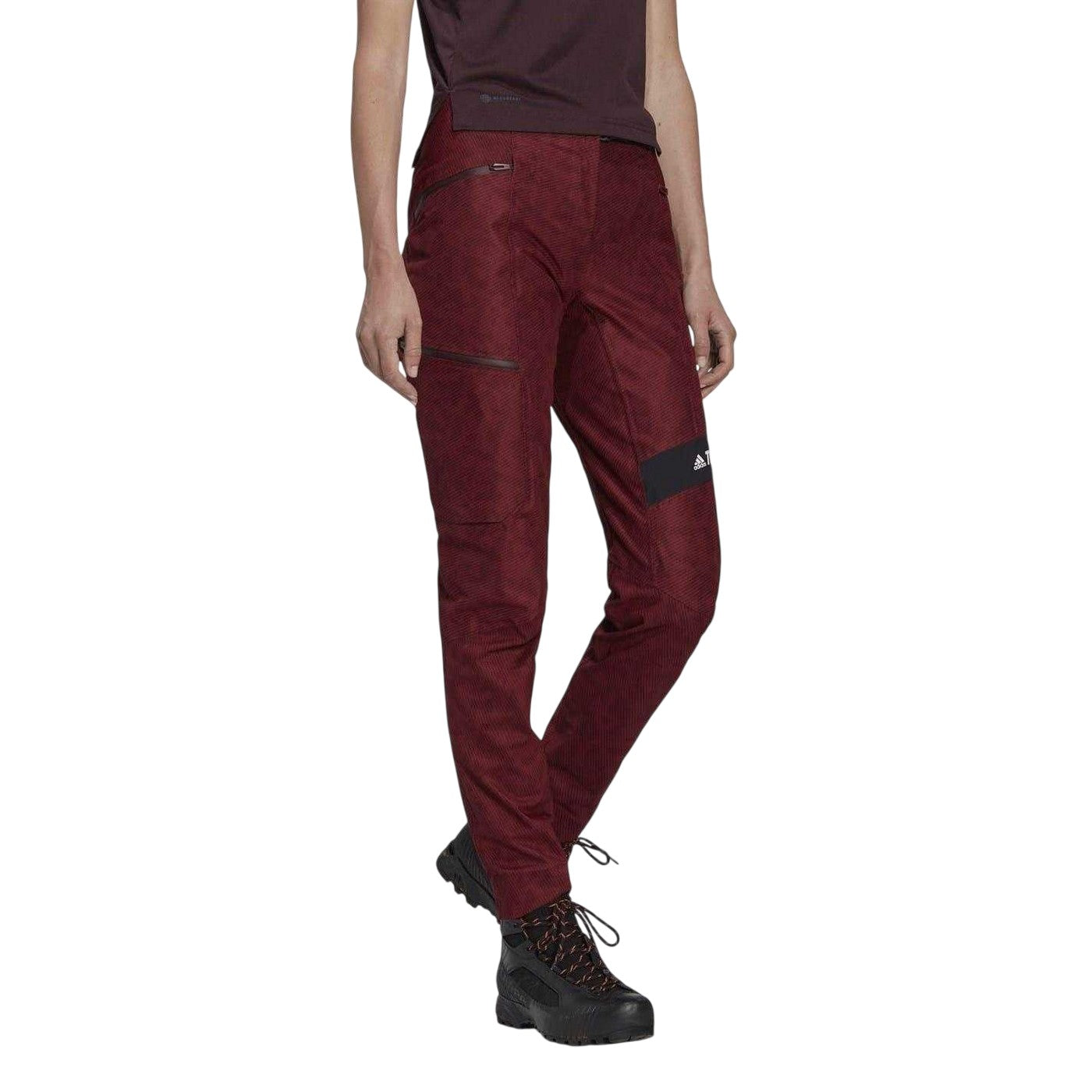 Red - Pack Shot - Adidas Womens-Ladies Slim Hiking Trousers