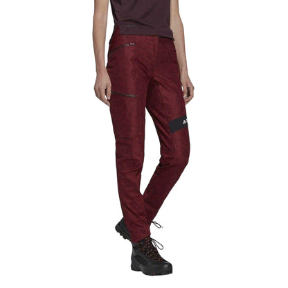 Red - Pack Shot - Adidas Womens-Ladies Slim Hiking Trousers