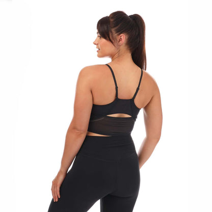 Black-Grey - Back - Adidas Womens-Ladies HIIT 45 Seconds Cropped Tank Top