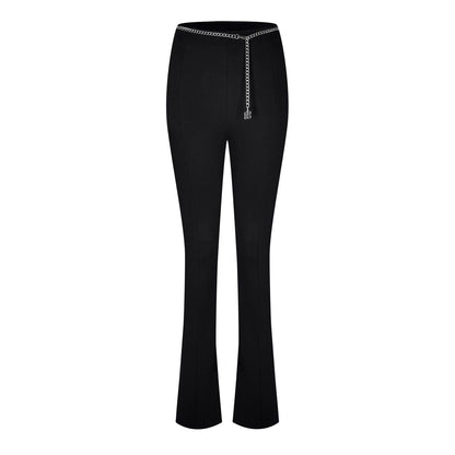 Black - Front - Hugo Womens-Ladies Norinda Chain Detail Trousers