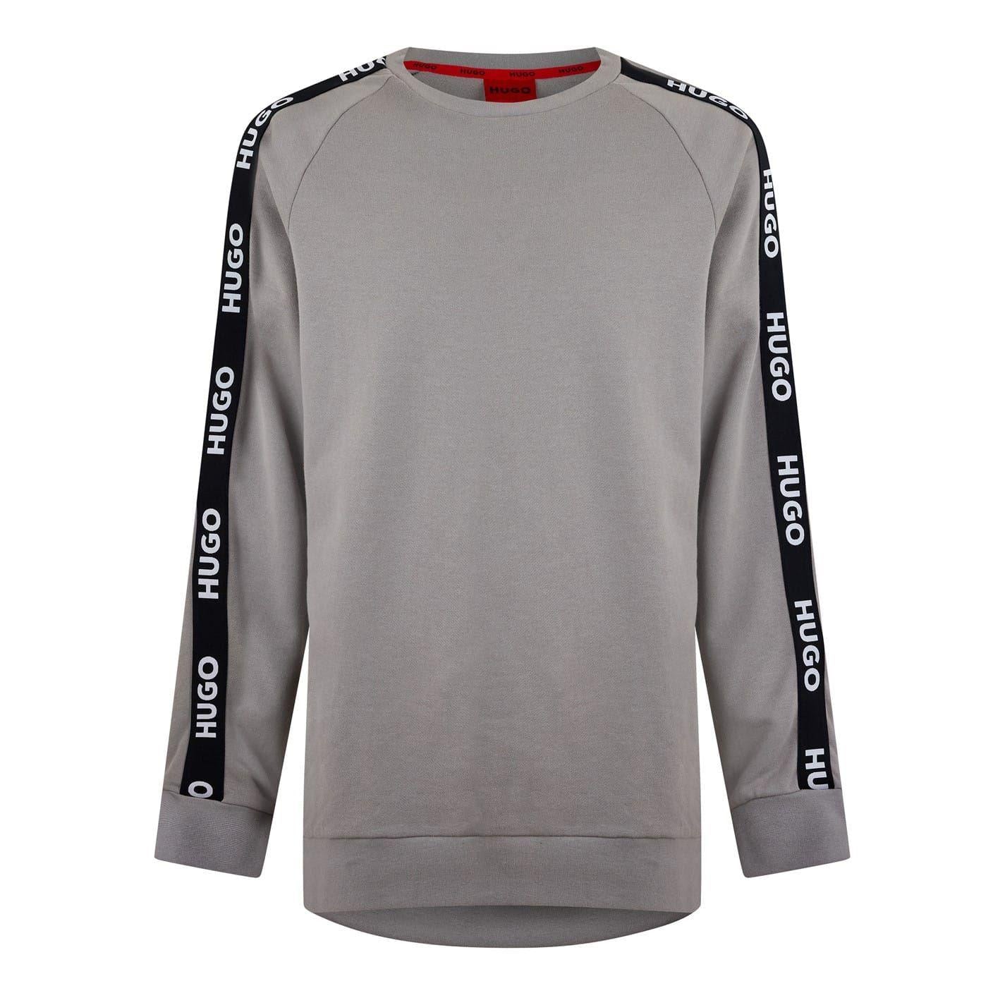 Pastel Grey - Front - Hugo Mens Sporty Logo Lounge Sweatshirt