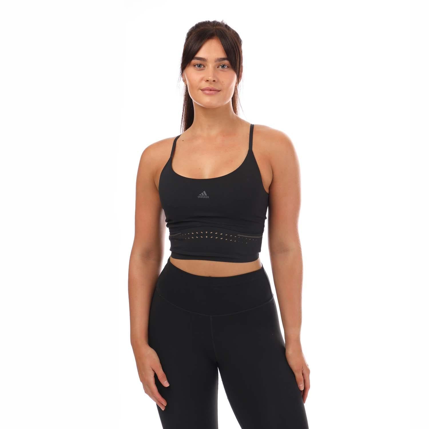 Black-Grey - Front - Adidas Womens-Ladies HIIT 45 Seconds Cropped Tank Top