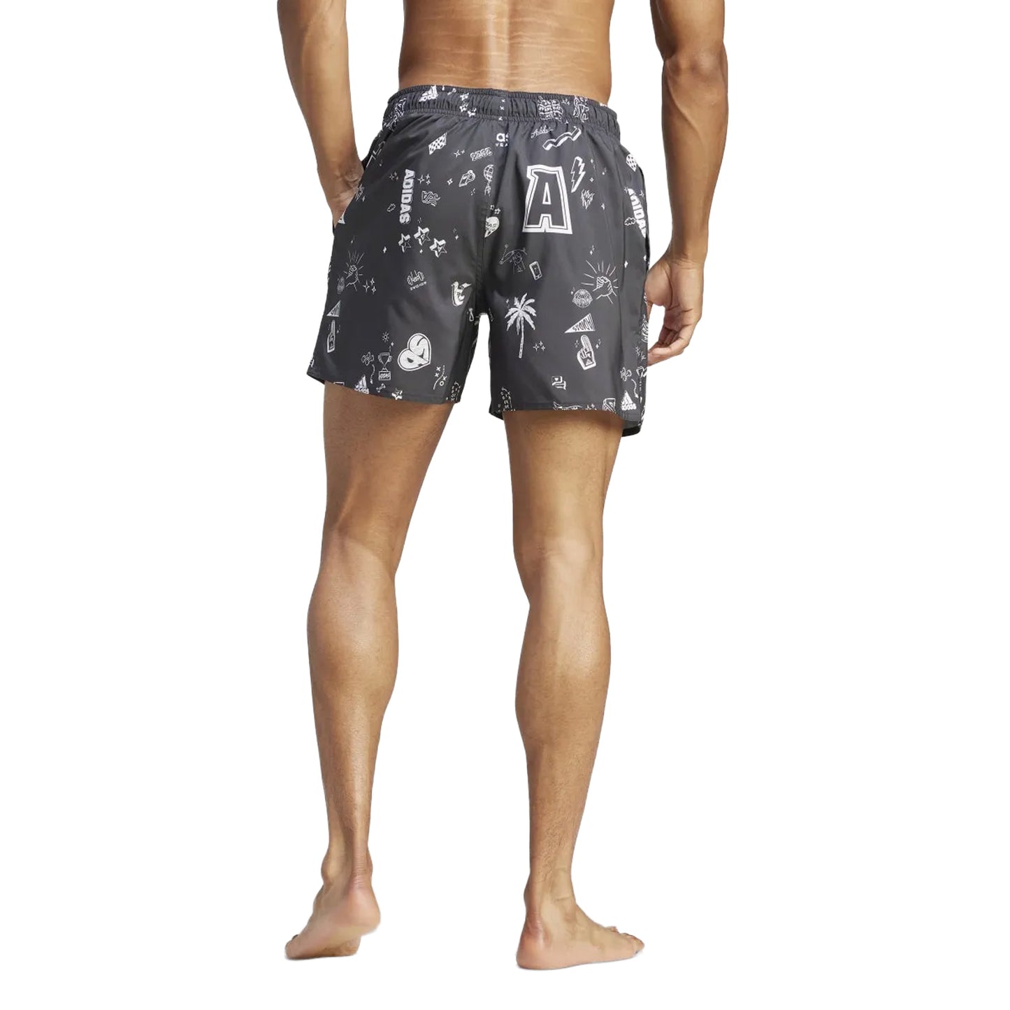 Black - Back - Adidas Mens Brand Love Classic Swim Shorts