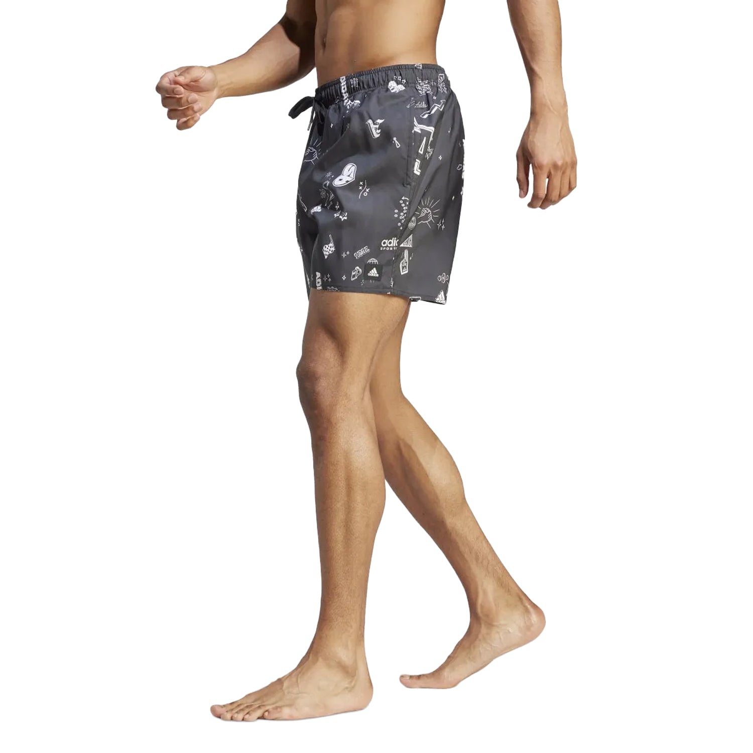Black - Side - Adidas Mens Brand Love Classic Swim Shorts