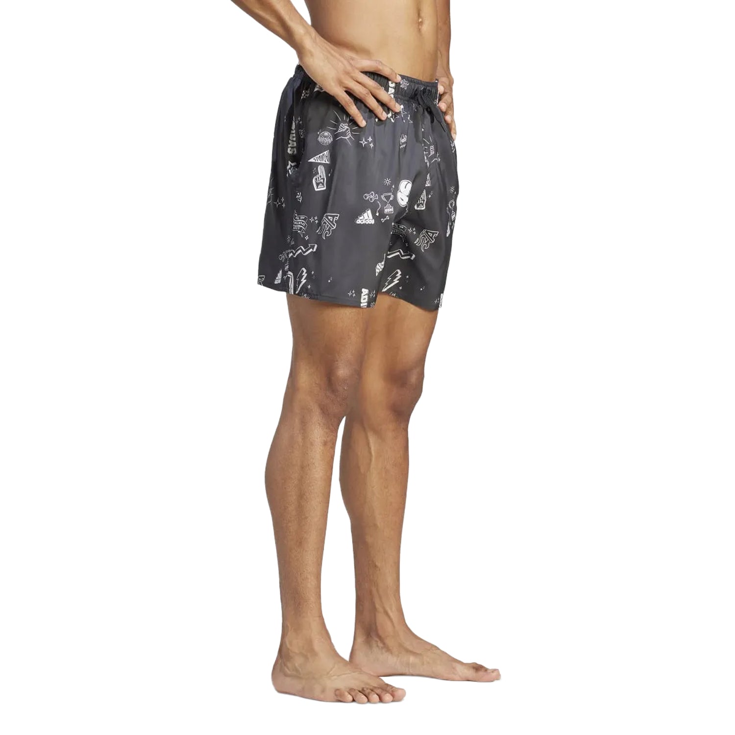 Black - Pack Shot - Adidas Mens Brand Love Classic Swim Shorts