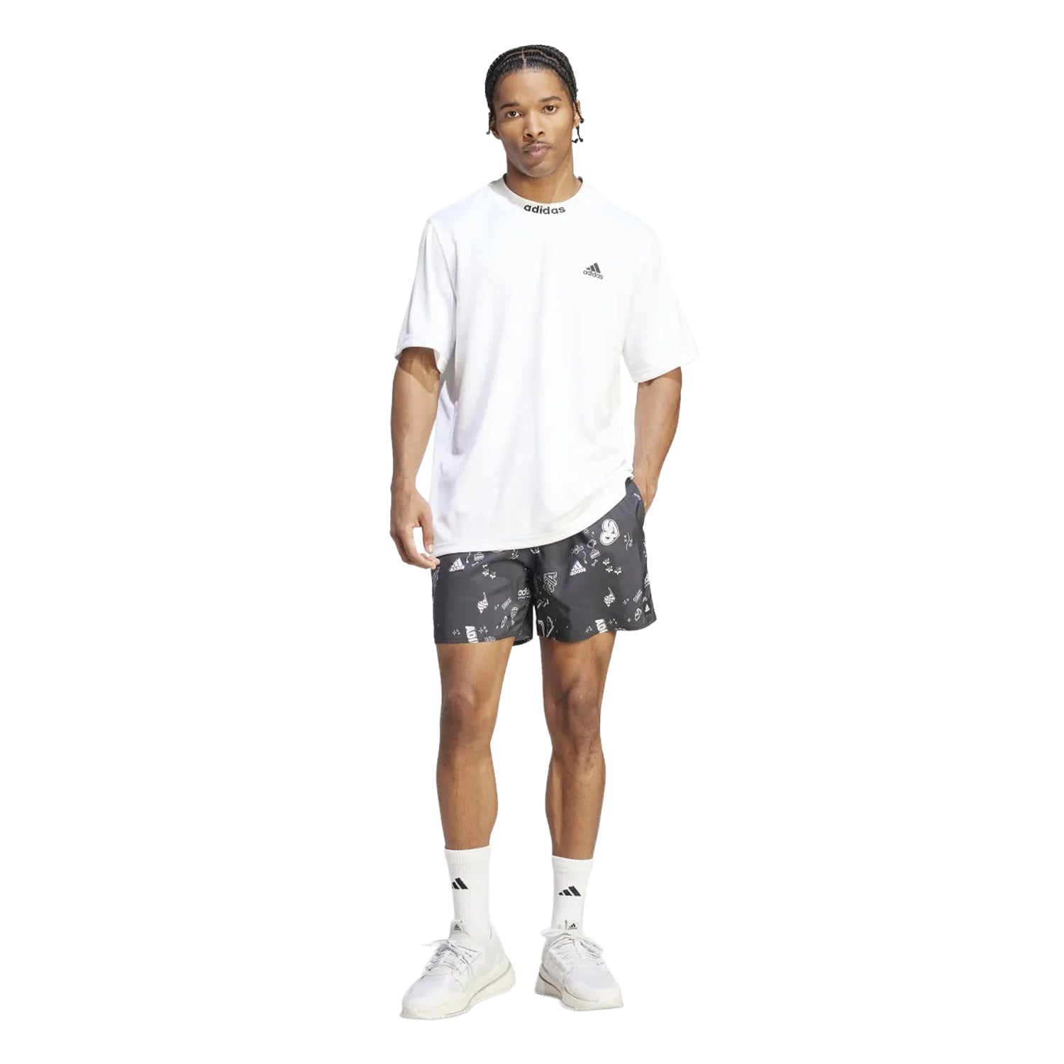 Black - Close up - Adidas Mens Brand Love Classic Swim Shorts