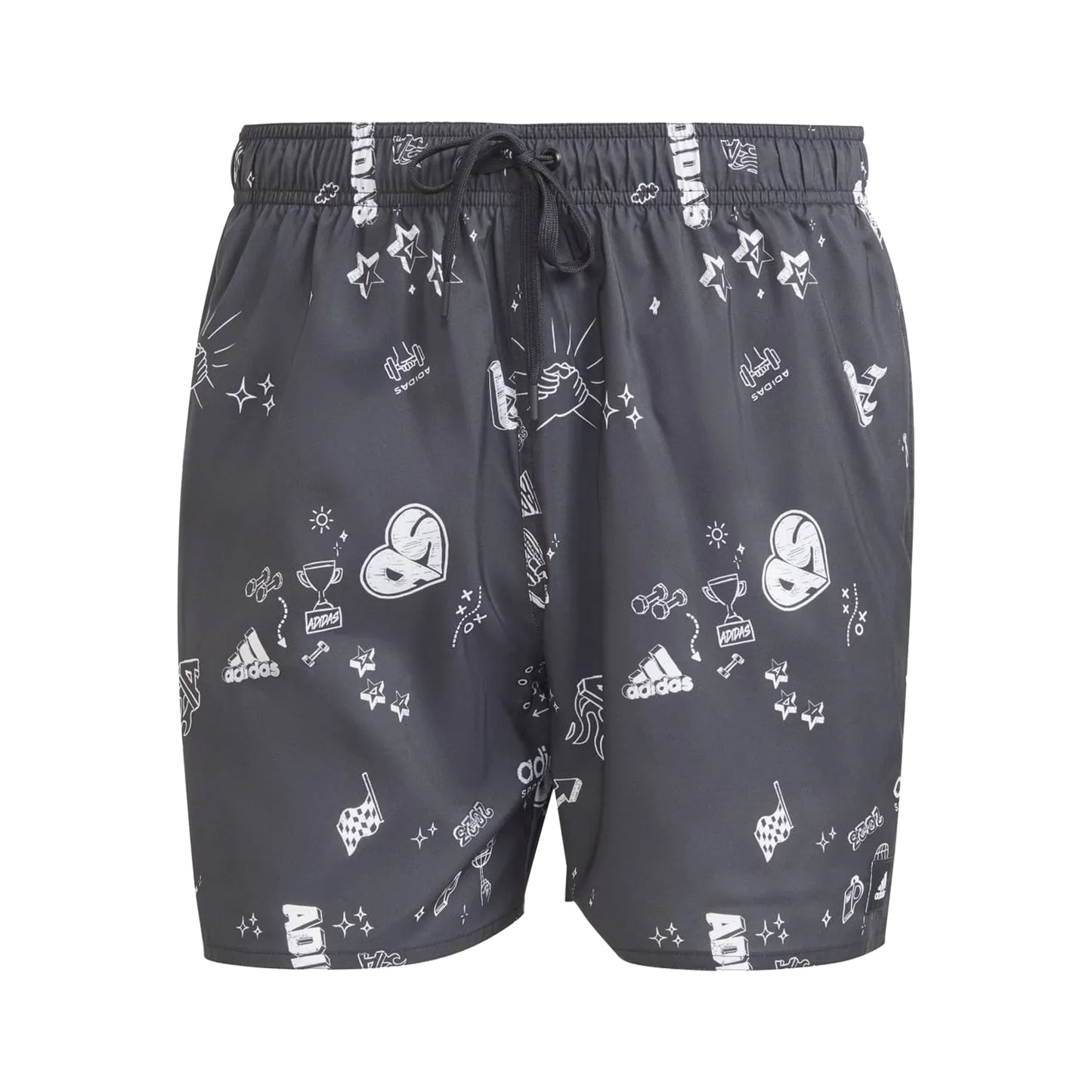 Black - Front - Adidas Mens Brand Love Classic Swim Shorts