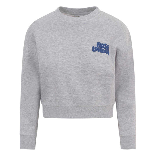 Grey Marl Marl - Front - Rose London Girls All Love Cropped Sweatshirt