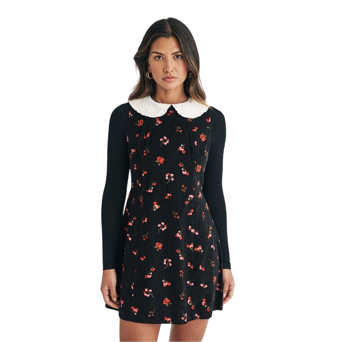 Black - Front - Nobody's Child Womens-Ladies Flower A-line Mini Dress