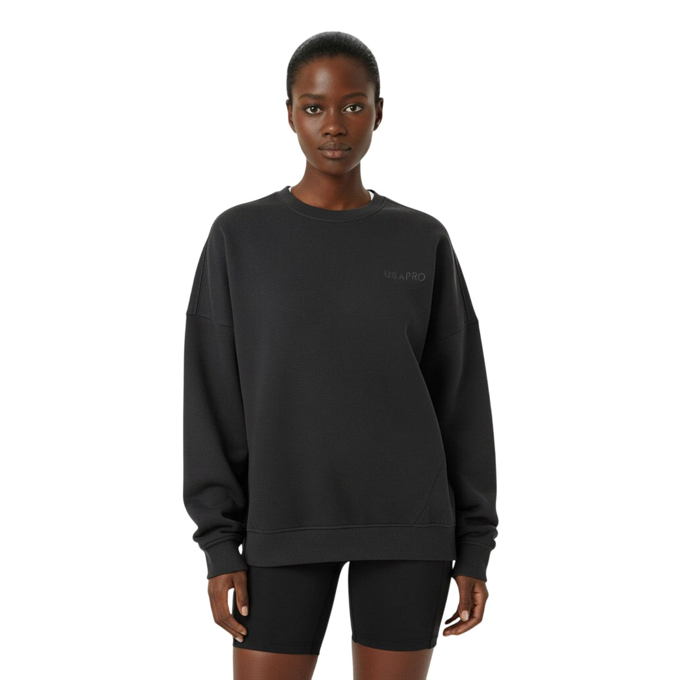 Black - Side - USA Pro Womens-Ladies Classic Sweatshirt