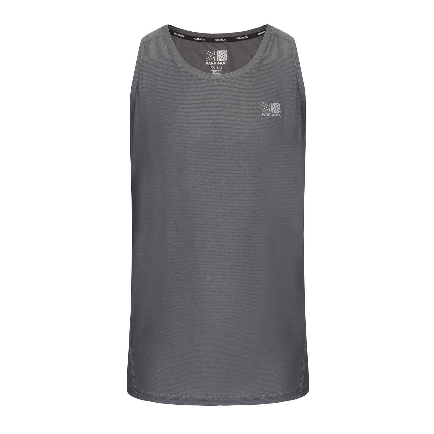 Charcoal - Front - Karrimor Mens Logo Running Vest Top